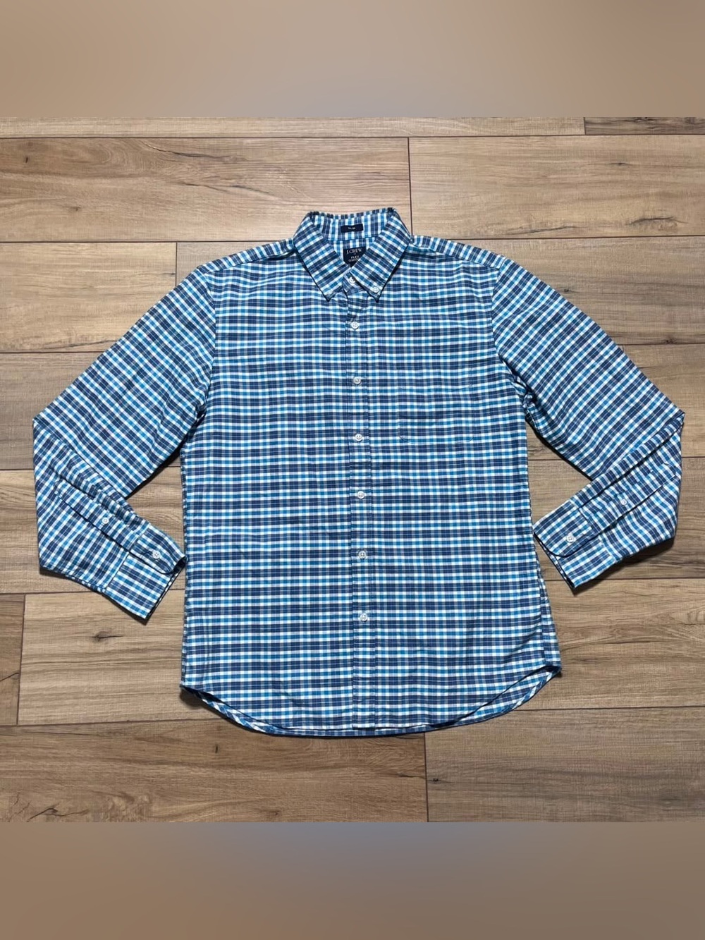 J Crew Factory Mens Flex Oxford Slim Fit Long Sleeve Button Down Shirt L Blue